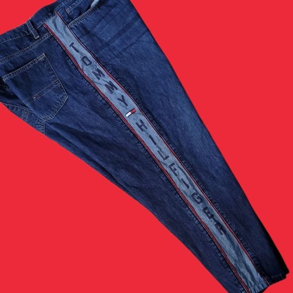 Rare Tommy Hilfiger signature side striped slim boyfriend jeans size 18 - Picture 1 of 3